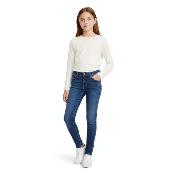 Polo Ralph Lauren Girls Aubrie Denim Legging Medium Blue Stretch Modern Trendy - Picture 1 of 7
